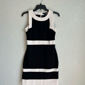 White House Black Market Black and Cream lined Dress size 0